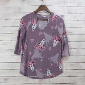 🌹Bull head Skull and Floral top